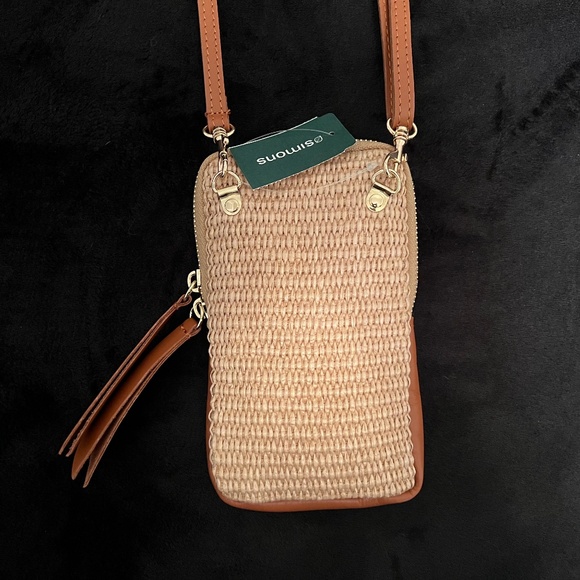 Woven straw and leather phone clutch - Picture 2 of 4